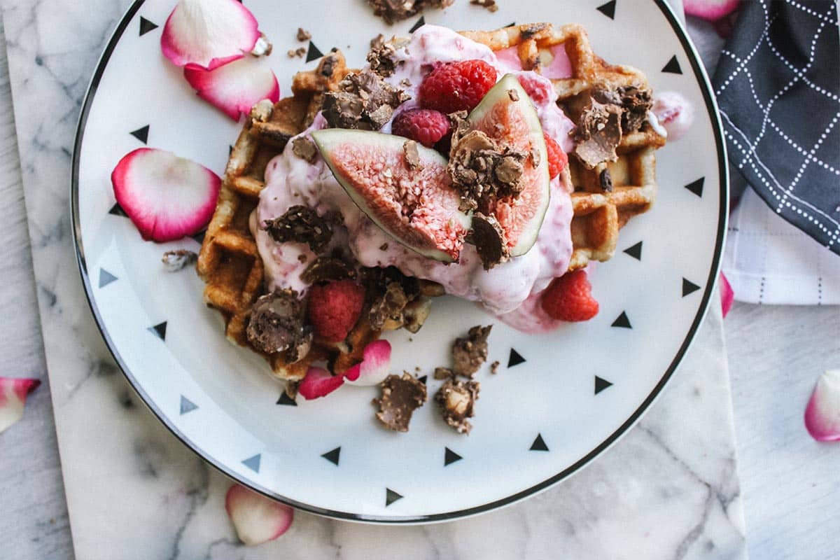 Rose Petal and Fresh Fig Belgian Waffle - Healthy Recipe